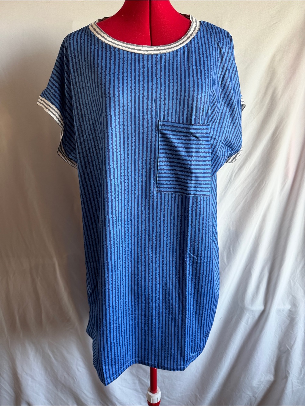 Blue Striped Pocket Mini Dress